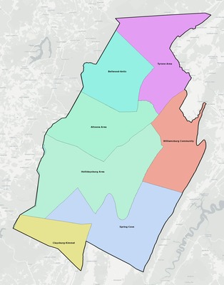 Blair County PA school district boundaries map