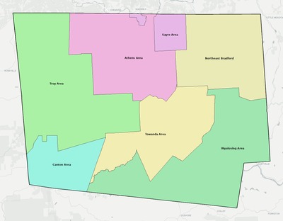 Bradford County PA school district boundaries map