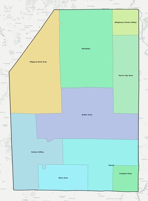Butler County PA school district boundaries map
