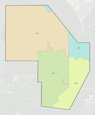 Cameron County PA ZIP code boundaries map