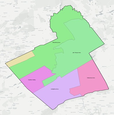 Carbon County PA school district boundaries map