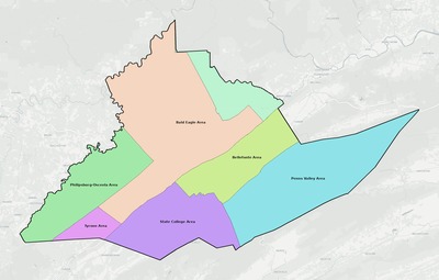 Centre County PA school district boundaries map