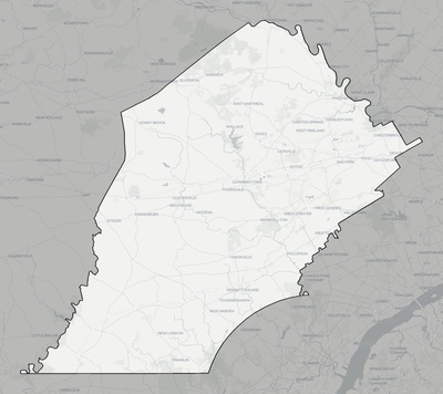 Chester County PA county basemap context