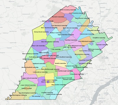 Chester County PA township map preview