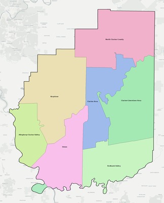 Clarion County PA school district boundaries map