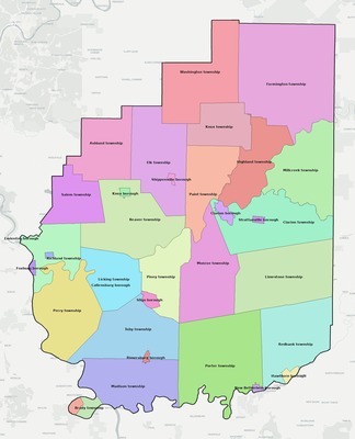 Clarion County PA townships and subdivisions map