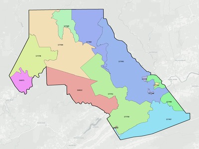Clinton County PA ZIP code boundaries map