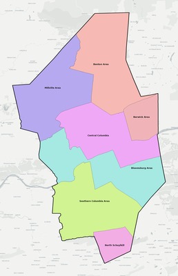 Columbia County PA school district boundaries map