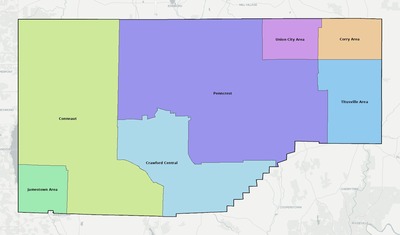Crawford County PA school district boundaries map