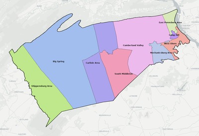 Cumberland County PA school district boundaries map