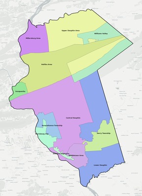 Dauphin County PA school district boundaries map