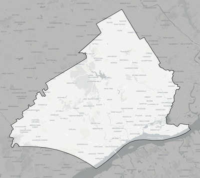Delaware County PA county basemap context