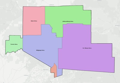 Elk County PA school district boundaries map