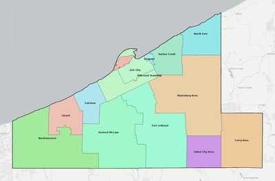 Erie County PA school district boundaries map