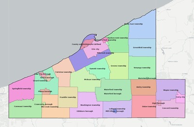 Erie County PA townships and subdivisions map