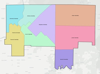 Forest County PA townships and subdivisions map