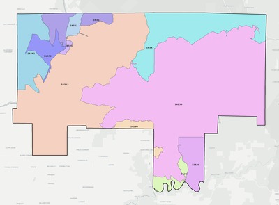 Forest County PA ZIP code boundaries map