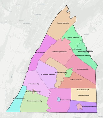 Franklin County PA townships and subdivisions map