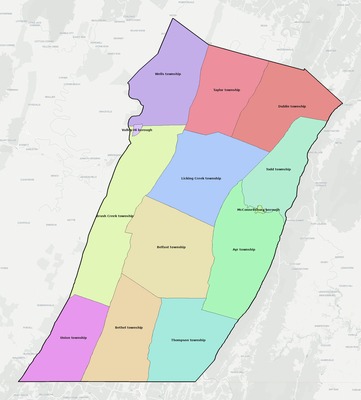 Fulton County PA townships and subdivisions map