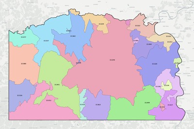 Greene County PA ZIP code boundaries map