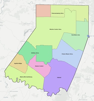 Indiana County PA school district boundaries map