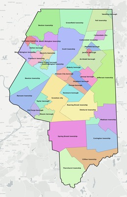 Lackawanna County PA townships and subdivisions map