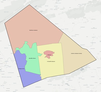 Lebanon County PA school district boundaries map