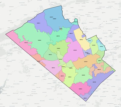 Lehigh County PA ZIP code boundaries map