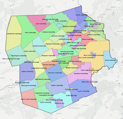 Luzerne County PA township map preview