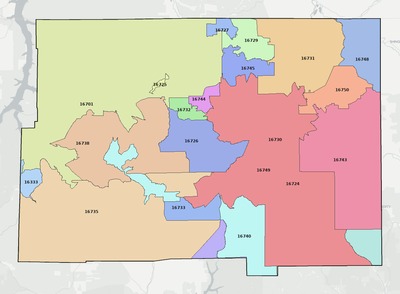 McKean County PA ZIP code boundaries map