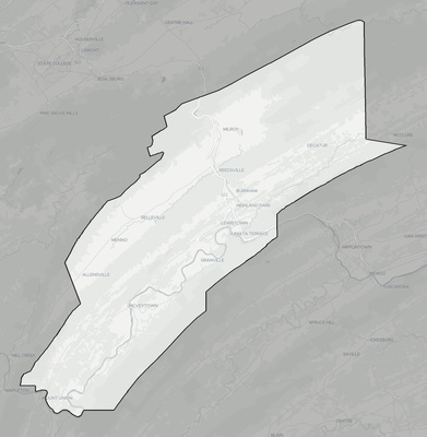 Mifflin County PA county basemap context