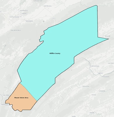 Mifflin County PA school district boundaries map