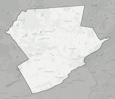 Monroe County PA county basemap context