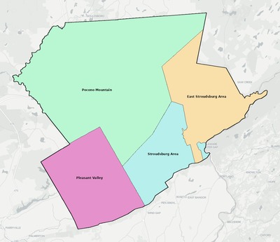 Monroe County PA school district boundaries map