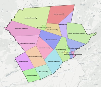 Monroe County PA townships and subdivisions map