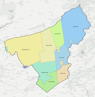Northampton County PA school district boundaries map