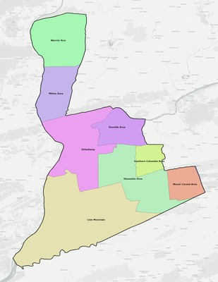 Northumberland County PA school district boundaries map
