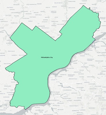 Philadelphia County PA school district boundaries map