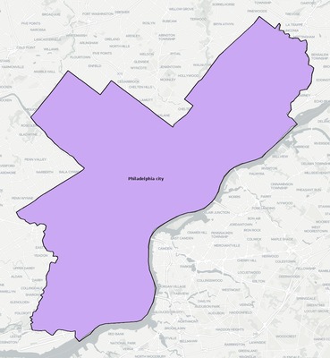 Philadelphia County PA townships and subdivisions map