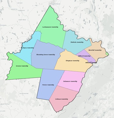 Pike County PA townships and subdivisions map