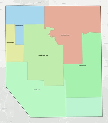 Potter County PA school district boundaries map