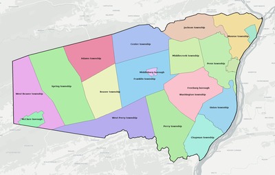 Snyder County PA townships and subdivisions map