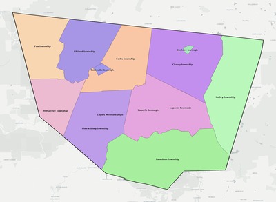 Sullivan County PA townships and subdivisions map