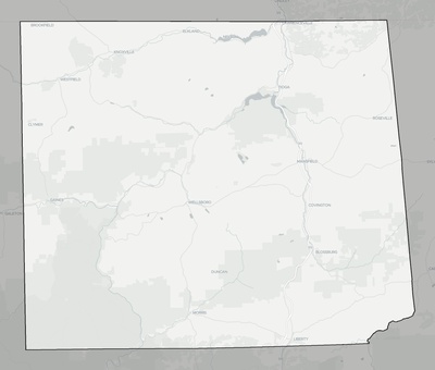 Tioga County PA county basemap context