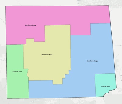 Tioga County PA school district boundaries map