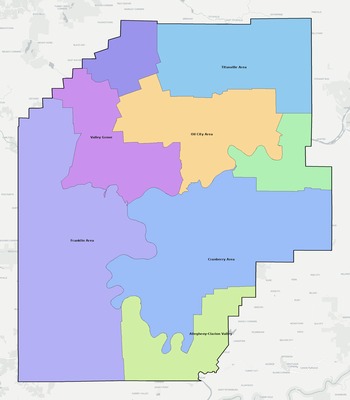 Venango County PA school district boundaries map