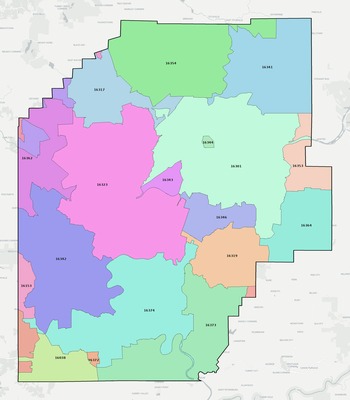 Venango County PA ZIP code boundaries map