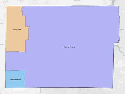 Warren County PA school district boundaries map