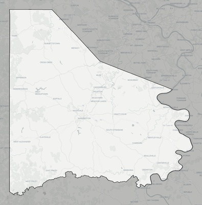 Washington County PA county basemap context