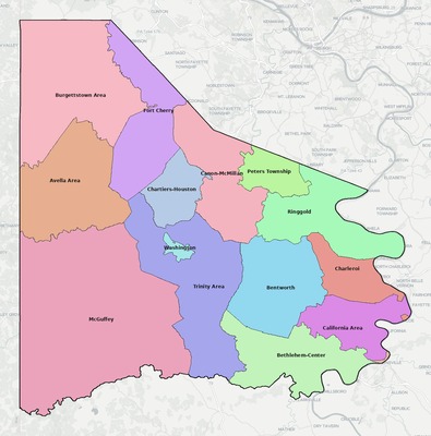 Washington County PA school district boundaries map